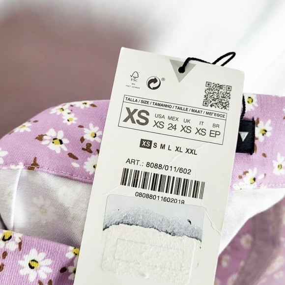 ZARA Floral Printed Mini Flare Pants barbiecore NWT - Picture 6 of 7